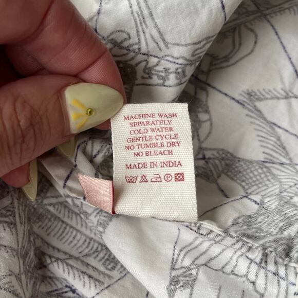 Le Sirenuse Positano Nautical Map Print Wrap Tie Front Cotton Top - Size 38 - Picture 12 of 13